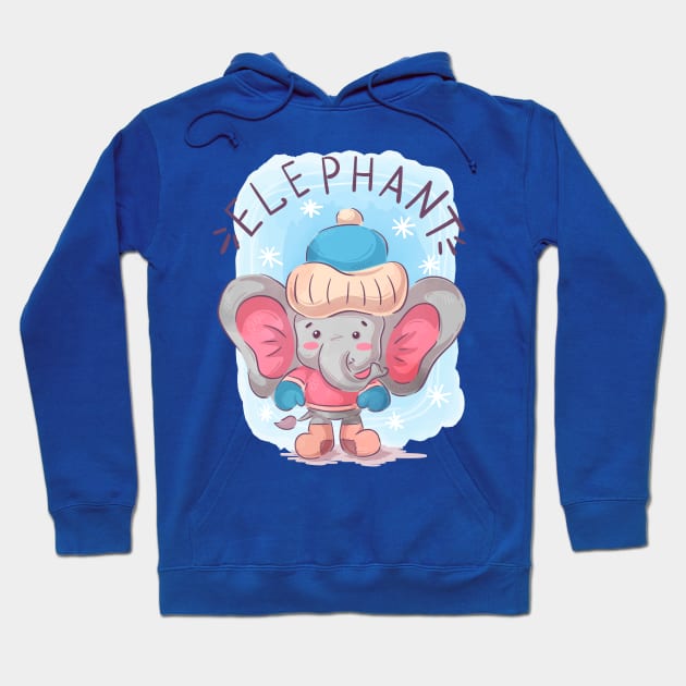 elephant cartoon Hoodie by Mako Design 